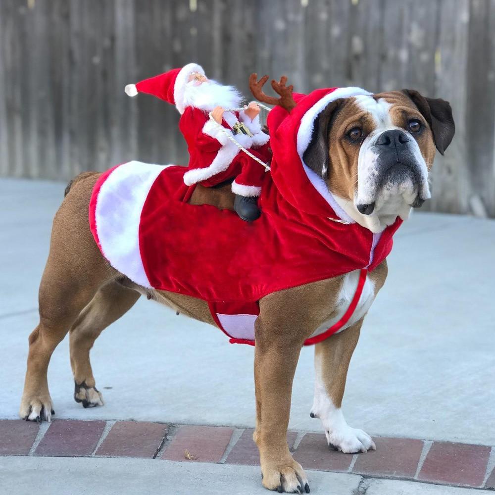 Warm clothes for pet dogs and cats with Santa Claus dolls