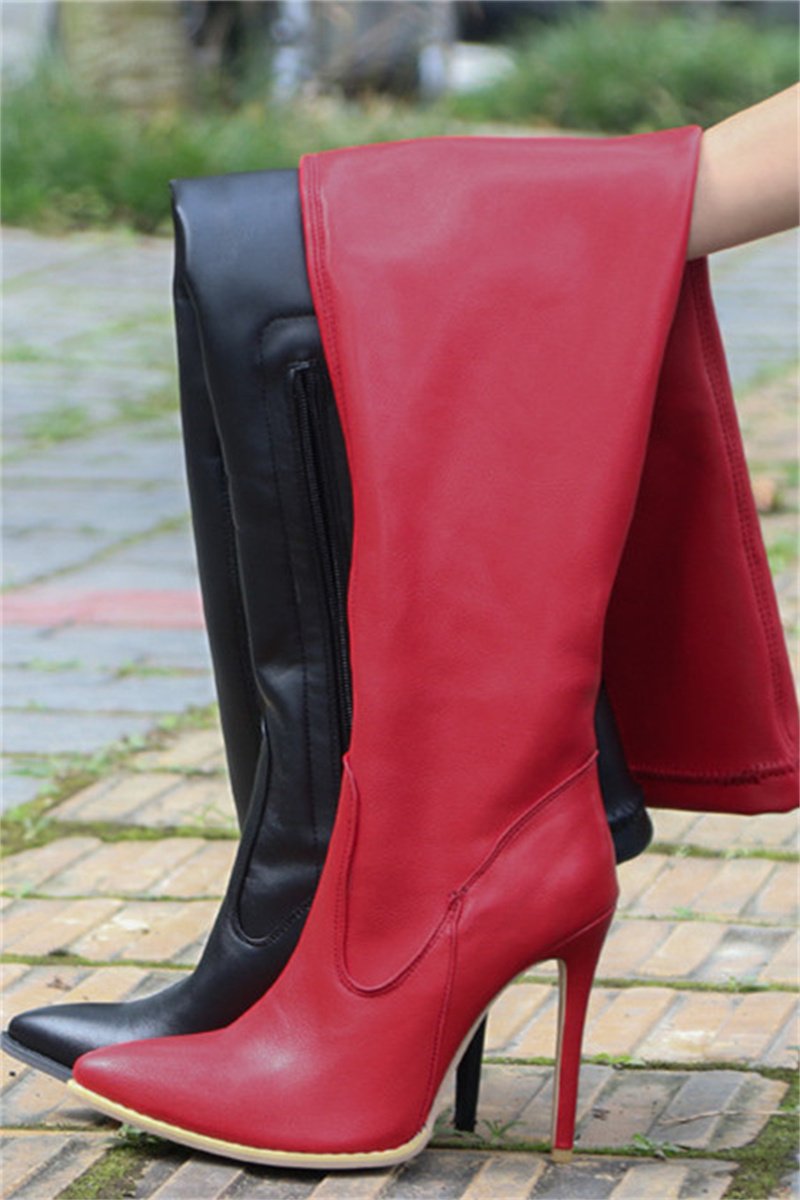 PU Leather Over-the-knee Boots Pointed Heels Female Boots