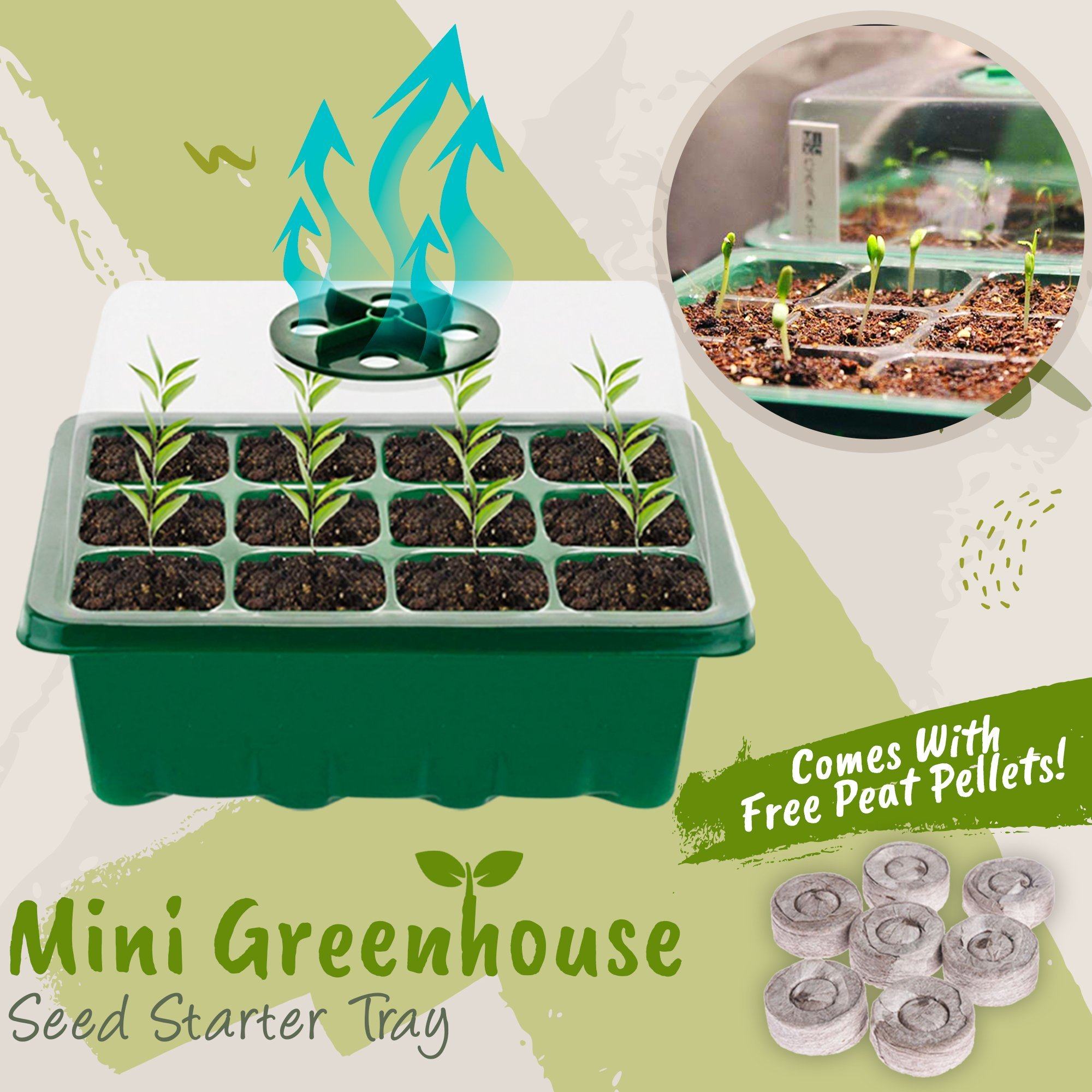 Mini Greenhouse Seed Starter Tray With Free Peat Pellets